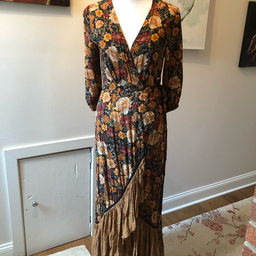 Anthropologie Farm Rio Madrid maxi wrap dress